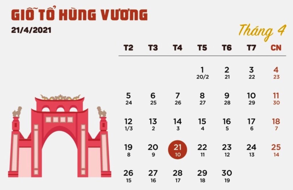 Ngày nghỉ lễ giỗ tổ Hùng Vương 2021