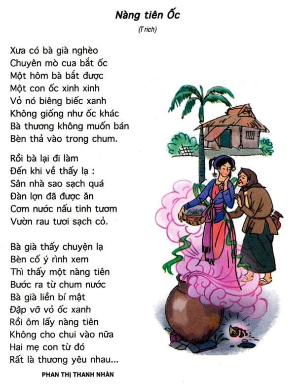 Nàng tiên ốc của tác giả Phan Thị Thanh Nhàn được mô tả với giọng văn ngọt ngào và hình ảnh đầy sức sống. Bạn sẽ bị thu hút bởi hình ảnh trong bài thơ này và sẽ đắm chìm trong câu chuyện tuyệt vời của nàng tiên ốc. Hãy xem hình ảnh ở đây để biết thêm chi tiết.