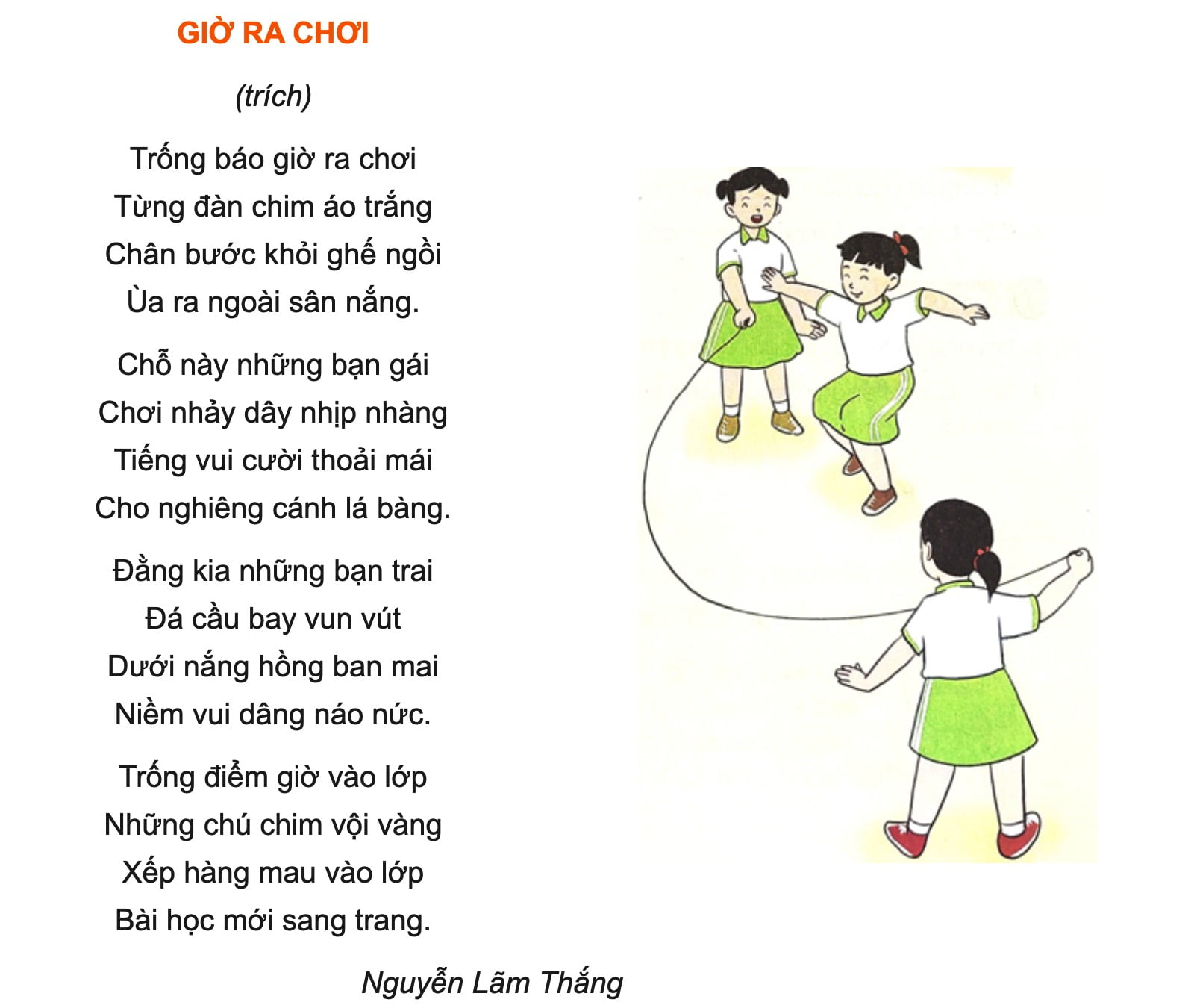 Giờ ra chơi | Bài thơ Giờ ra chơi