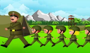 Bé làm bộ đội | Bài thơ Bé làm bộ đội