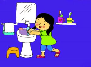 Bé tập rửa mặt | Bài thơ Bé tập rửa mặt