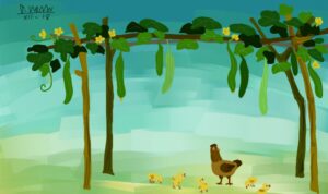 Giàn mướp | Bài thơ Giàn mướp: Sau vườn nhà em, Xanh xanh giàn mướp