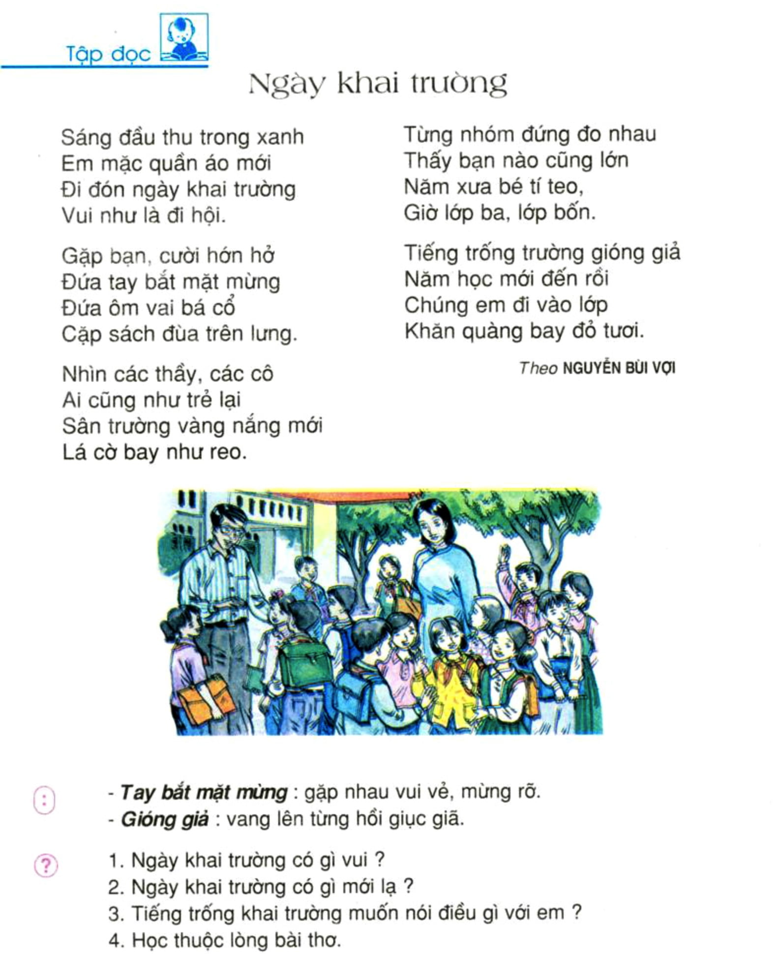 Ngày khai ngôi trường | Bài thơ Ngày khai ngôi trường (Nguyễn Bùi Vợi)