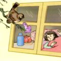 Chú sẻ và bông hoa bằng lăng