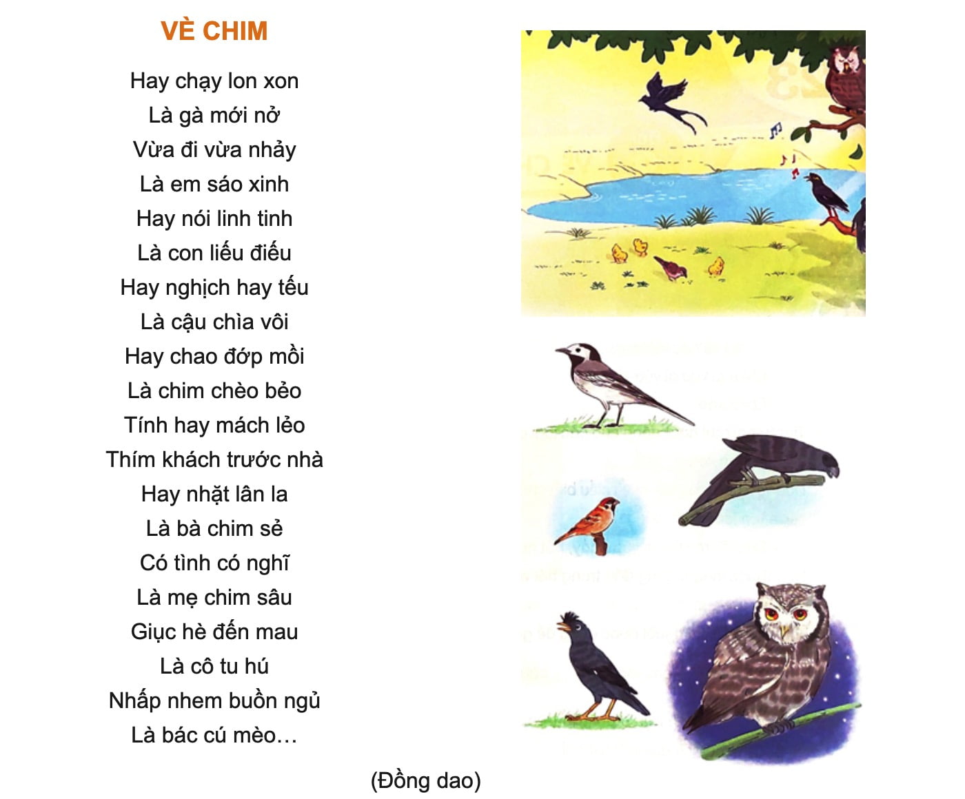 Vè Chim | Đồng Dao Vè Chim (Sgk Tiếng Việt 2)